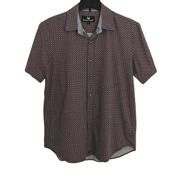 ButterCloth Button Front Shirt Mens Large Geo Commuter Office Career Flip Cuff - Picture 2 of 8